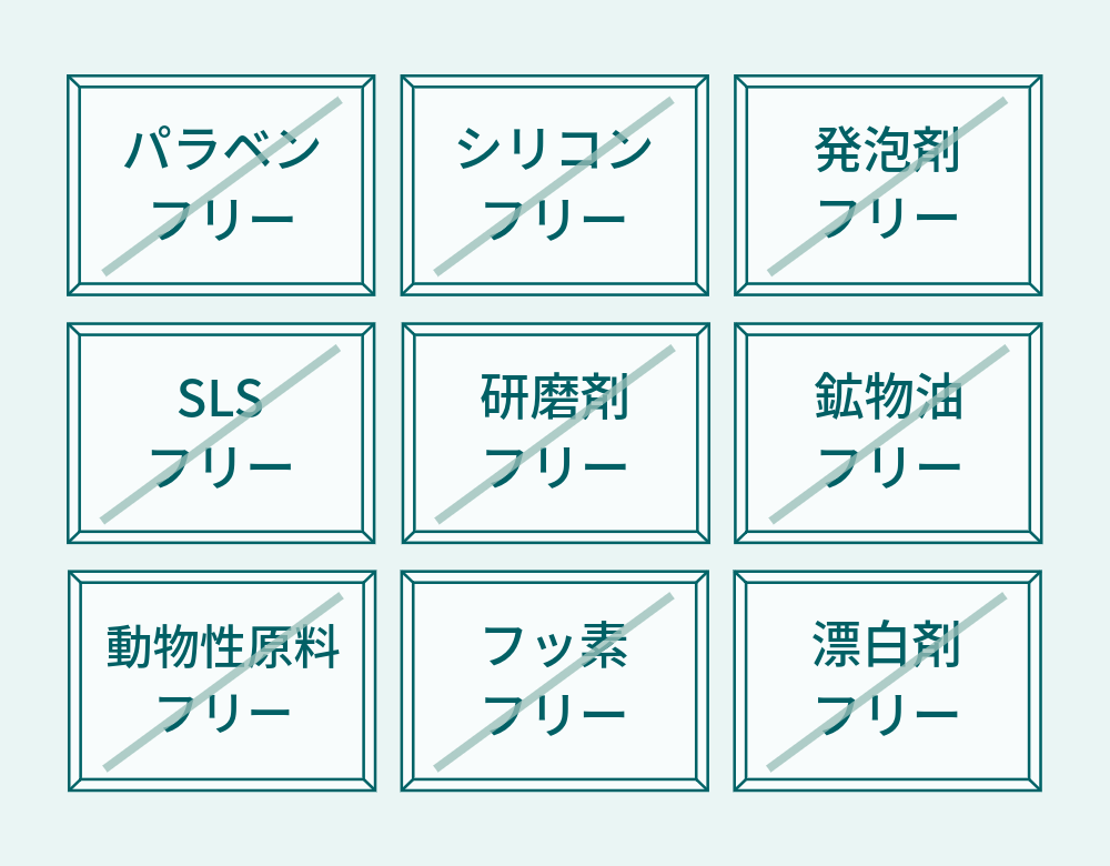 9つのこだわりフリーで、澄んだ息へー